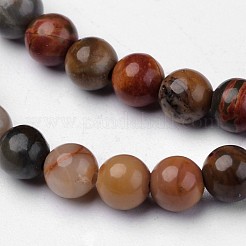 Natural Polychrome Jasper/Picasso Stone/Picasso Jasper Beads Strands&nbsp;G-D809-04-4mm