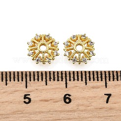 Flower Brass Micro Pave Cubic Zirconia Bead Caps&nbsp;KK-K300-04A-G