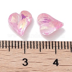 ガラスラインストーンカボション  ポイントバック＆バックメッキ  多面カット  ハート  ライトローズ  9x8x3.5mm&nbsp;RGLA-G020-04B-123AM