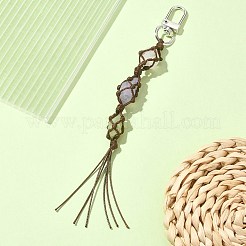 Natural Quartz Crystal Macrame Pouch Tassel Pendant Decorations&nbsp;KEYC-TA00023-02