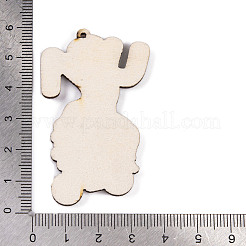 印刷された木製のペンダント  gnome  57x34.5x2.5mm  穴：2mm&nbsp;FIND-H003-01A