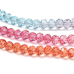 透明塗装ガラスビーズ連売り  多面カット  ロンデル  カラフル  3.7x3.2mm  穴：0.7mm  約105個/連  13.39''（34センチメートル）&nbsp;X1-DGLA-A034-T3mm-A11