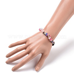 女性用ミックスジェムストーンチップストレッチブレスレット  内径：2インチ（5.1cm）&nbsp;BJEW-JB08431-01