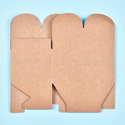 折りたたみ式クラフト紙箱  ギフト用梱包箱  ベーカリーケーキカップケーキボックスコンテナ  長方形  バリーウッド  展開：26x25x0.1cm  完成品：15.5x10.5x8.5cm&nbsp;CON-K006-03A-01