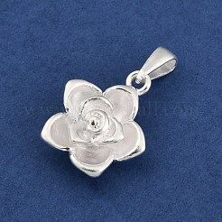 上質なシルバーの花のペンダント、バチカン付き、スタンプ999個  銀  16x13.5x5mm  穴：5x2mm&nbsp;STER-P069-02B-S