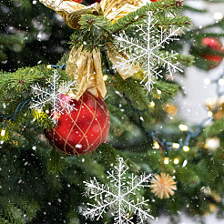 20袋3スタイルクリスマスプラスチックペンダントデコレーション  クリスマスツリーの吊り下げ装飾用  ホワイト  105~213x85~180x1mm  穴：2~3.8mm&nbsp;AJEW-FH0003-78