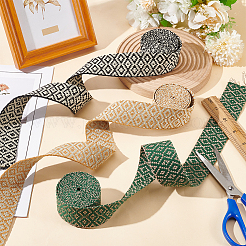 6 ヤード 3 色のポリエステル リボン  ジャカードひし形リボン  チロリアンリボン  ミックスカラー  1-1/2インチ（38mm）  約2ヤード/色&nbsp;OCOR-WR0001-29