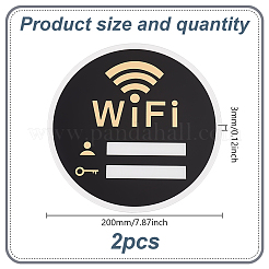 アクリル製 Wi-Fi パスワード サイネージ  家庭用Wi-Fiサインボード  公共の場所  ラウンド  ブラック  200x3mm&nbsp;AJEW-WH0542-66B