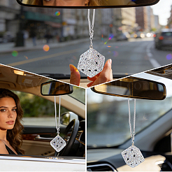 1Pc Dice Metal Rhinestone Car Pendant Decorations&nbsp;HJEW-CN0001-45A