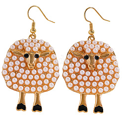 Alloy & Plastic Imitation Pearl & Rhinestone Pendant Necklaces & Dangle Earrings&nbsp;WG338F7-06