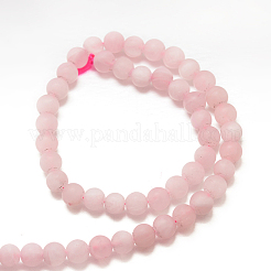 Frosted Natural Rose Quartz Bead Strands&nbsp;G-J120-30-8mm