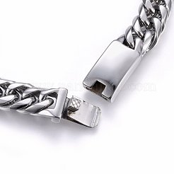 変色しにくい304ステンレススチールカーブチェーンネックレス  ステンレス鋼色  23.62インチ（60cm）  13mm&nbsp;NJEW-H493-04P