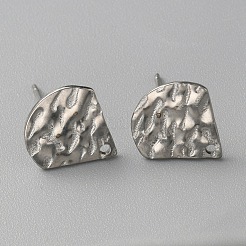 304 Stainless Steel Textured Geometry Stud Earring Findings with Hole&nbsp;STAS-WH0027-54M