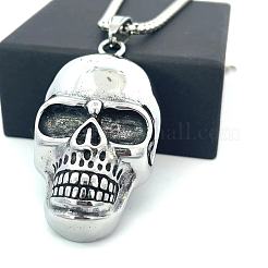 Punk Retro 304 Stainless Steel Skull Pendant Necklaces for Women Men&nbsp;SH9006