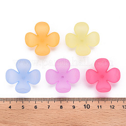 つや消しアクリルビーズキャップ  4花びら  花  ミックスカラー  27x27x11mm  穴：1.8mm  約276個/500g&nbsp;MACR-S371-06A