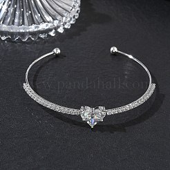Brass Micro Pave Clear Cubic Zirconia Cuff Bangles&nbsp;KK-D112-04P