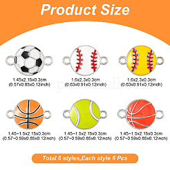 36Pcs 6 Styles Alloy Enamel Connector Charms&nbsp;ENAM-YW0008-07