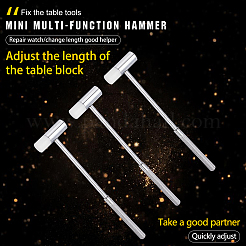 アイアンミニ多機能ハンマージュエリーメンテナンスツール  時計修理工具  ゴム入り  プラチナ  188x5mm&nbsp;TOOL-BC0001-76P