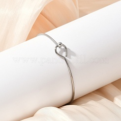 女性用304ステンレススチールバングル  201ステンレススチールビーズ付き  ステンレス鋼色  3/8インチ（1.1cm）  内径：2-1/2インチ（6.2cm）&nbsp;BJEW-C088-01P