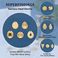 24Pcs 12 Style Textured 201 Stainless Steel Pendants&nbsp;STAS-FH0001-98