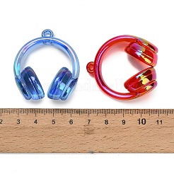 透明なアクリルパーツ  ヘッドセットチャーム  UVメッキ  ミックスカラー  41.5x37.5x19.5mm  穴：3.5mm&nbsp;AC-CBA6BCC-12