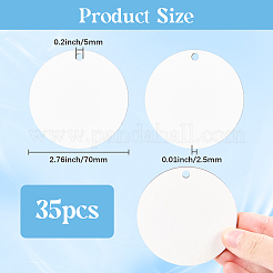 MDF（中密度繊維板）ペンダント35個  フラットラウンド  ホワイト  70x2.5mm  穴：5mm&nbsp;FIND-SP0003-71