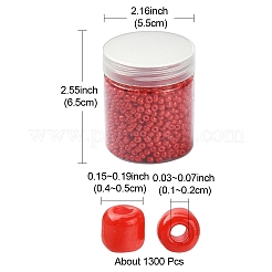 1300 個ベーキングペイントガラスラウンドシードビーズ  レッド  4~5x3~4mm  穴：1~2mm&nbsp;SEED-YW0002-20B