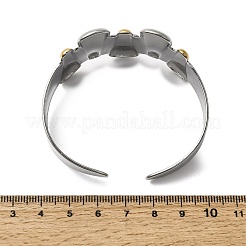 女性用ハンマー加工304ステンレススチール製カフバングル  ツートン  ティアドロップ  内径：2.22インチ（5.65cm）  35 mm幅&nbsp;BJEW-Z177-01GP-03