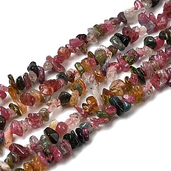 天然のマルチカラートルマリンビーズ連売り  チップ  カラフル  4~13x3~13x1~4mm  穴：0.4mm  約40 CM&nbsp;G-F328-37A