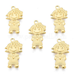 イオンプレーティング（IP）304ステンレスペンダント  女の子  18KGP本金メッキ  22x12x1.5mm  穴：1.6mm&nbsp;STAS-N098-183LG