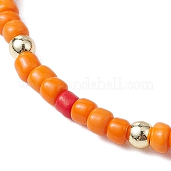 ガラスのストレッチブレスレット  ダークオレンジ  内径：2-3/8インチ（6cm）&nbsp;BJEW-JB11075-02