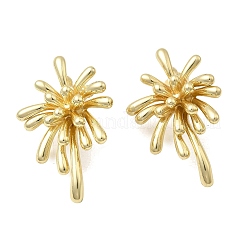 Brass Flower Stud Earrings&nbsp;EJEW-H171-02B-G