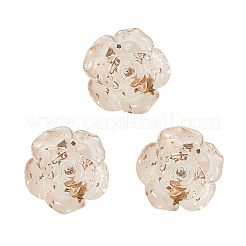 半透明の樹脂カボション  内側の金箔と  花  パパイヤホイップ  22x22.5x10mm&nbsp;RESI-CJ0004-05B