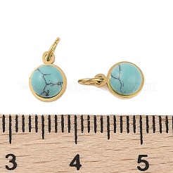 Ion Plating(IP) Synthetic Turquoise Half Round Charms with Jump Ring&nbsp;STAS-A097-05G-06