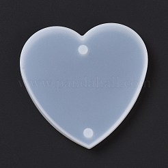 Diy コネクタ チャーム シリコーン金型  レジン型  ホワイト  ハート柄  74x74x7mm  穴：5mm  内径：69.5x68mm&nbsp;DIY-G060-02A