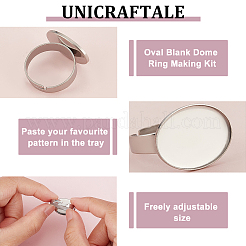 DIY Oval Blank Dome Ring Making Kit&nbsp;DIY-UN0050-25