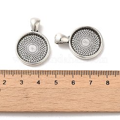 チベット風フラットラウンド合金カボションセッティングペンダント  プレーンエッジベゼルカップ  カドミウムフリー＆鉛フリー  アンティークシルバー  トレイ：18mm  29.5x21x3mm  穴：6x4mm  約278個/1000g&nbsp;TIBEP-Q045-061AS-RS