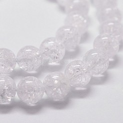 天然石クラッククオーツビーズ連売り  ラウンド  10mm  穴：1mm  約40個/連  14.9インチ〜15.1インチ&nbsp;X-G-D840-01-10mm