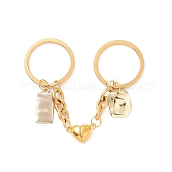 Alloy Rectangle with Star & Moon Pendant Keychains&nbsp;KEYC-JKC00425-01