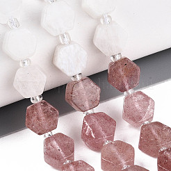 Natural Strawberry Quartz & Rainbow Moonstone & Green Aventurine Beads Strands&nbsp;G-T144-17B-02