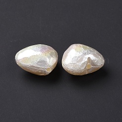 ABSプラスチックビーズ  UVメッキレインボー虹色ビーズ  ハート  ホワイト  16.5x19.5x11.5mm  穴：2mm&nbsp;X-FIND-A013-08
