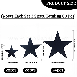 アクリル製スターステッカー4袋  DIY フォトアルバム日記スクラップブック装飾用  ブラック  28.5~31x31~51x0.8~1mm&nbsp;DIY-GF0012-46C