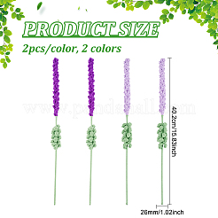 4Pcs 2 Colors Crochet Polyester Lavender Flower Ornaments&nbsp;AJEW-FG0002-67