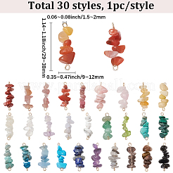30Pcs 304 Mixed Gemstone Chip Beaded Connector Charms&nbsp;PALLOY-BM00004