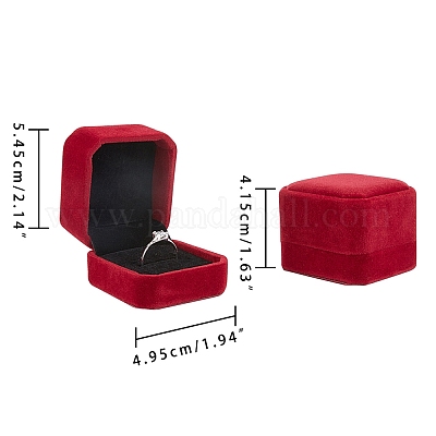 Square Velvet Ring Boxes&nbsp;VBOX-WH0002-01B-1