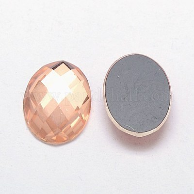 多面カットガラスオーバルカボション  ピンク  18x13x3~5mm&nbsp;GGLA-F008C-11-1