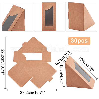 Nbeads30個三角クラフト紙サンドイッチボックス 12x12x7.5cm