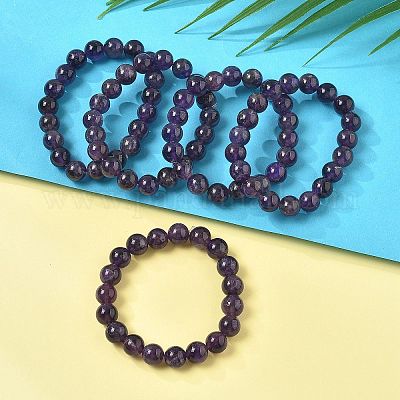 Natural Amethyst Bead Stretch Bracelets&nbsp;BJEW-K212-C-034-1