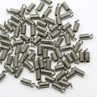 鉄コイルコードは終了  プラチナカラー  直径約3.5mm  長さ9.5mm  穴：2mm  約1450個/500g&nbsp;E194Y-1