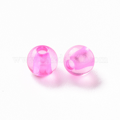 透明なアクリルビーズ  ラウンド  パールピンク  6x5mm  穴：1.8mm  約4400個/500g&nbsp;MACR-S370-A6mm-708-1